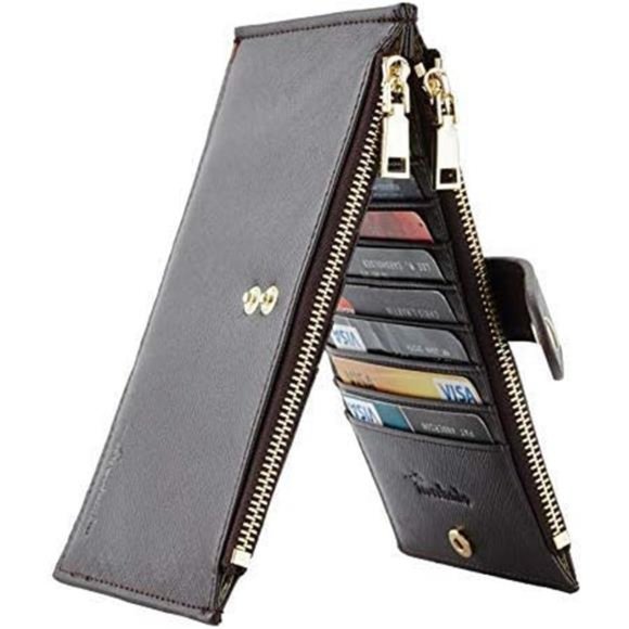 Womens Wallet RFID Blocking Bifold Multi Card Case Wallet with Zipper Pocket - Picture 1 of 5